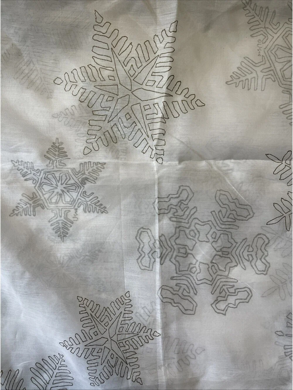 White Gold  Silver Sheer Snowflake Tablecloth 60 X 90
